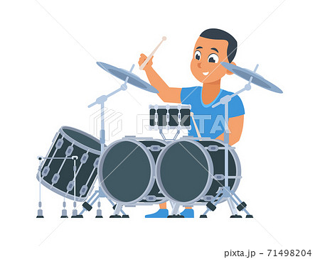 Drummer Cartoon Boy With Percussion Musical のイラスト素材