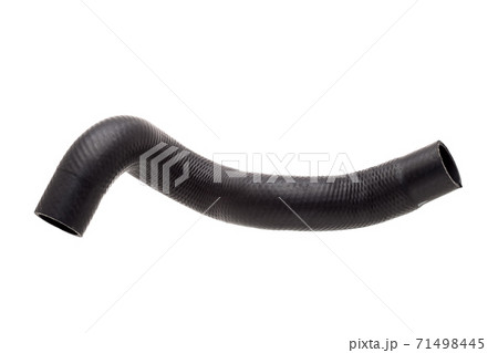 car pipe cooling system made of black rubber curved shape, isolated on a white background car spare part. 71498445