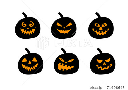 Halloween pumpkin faces set isolated on white. Jack o lantern collection. Pumpkin silhouettes 71498643