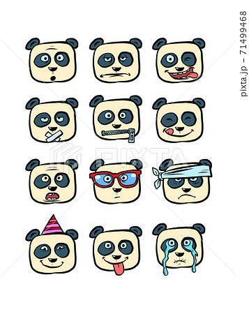 Panda Emoji faces with different emotions collection set character, cute animal Panda Emoji faces with different emotions collection set character, cute animal 71499468