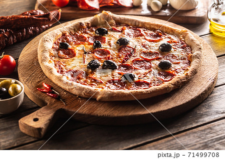 Pizza diavola traditional italian meal with spicy 71499708