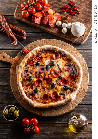 Pizza diavola traditional italian meal with spicy Pizza diavola traditional italian meal with spicy 71499715