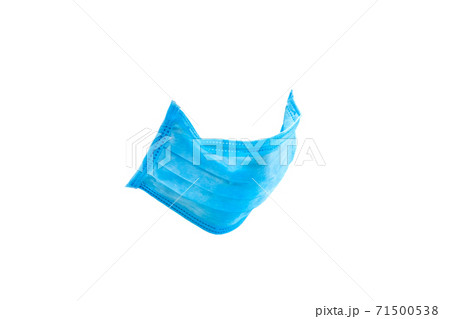 blue fabric medical sick mask side view isolated on white background. blue fabric medical sick mask side view isolated on white background. 71500538