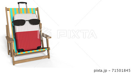 Suitcase with flag of Malta on a beach chair, tourism concept, 3d rendering Suitcase with flag of Malta on a beach chair, tourism concept, 3d rendering 71501845