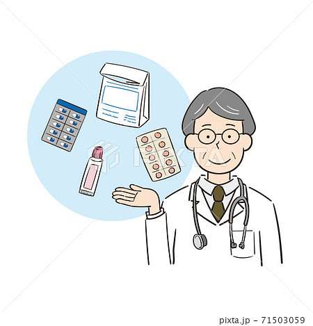 薬の説明をする男性医師 71503059