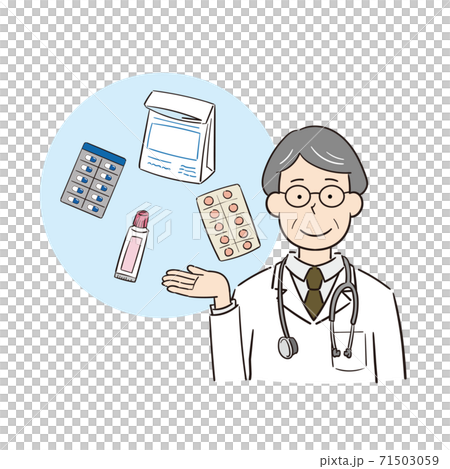 薬の説明をする男性医師 71503059