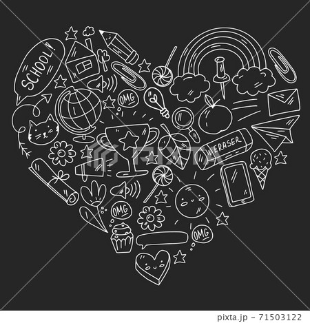 Vector illustration. Back to school vector pattern. Textile fabric design, wrapping paper and website wallpapers. 71503122