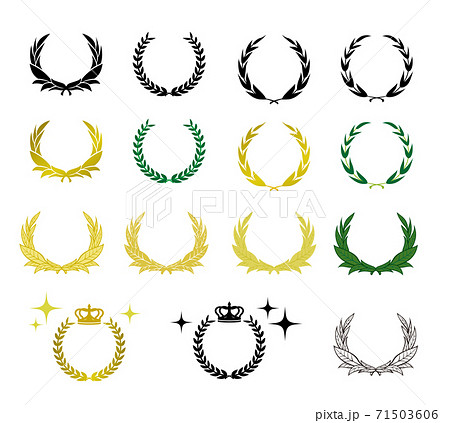 月桂樹花輪の優勝フレームのイラスト素材