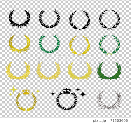 月桂樹花輪の優勝フレームのイラスト素材