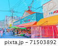 [アニメ風] 北海道函館　函館朝市周辺の風景 71503892