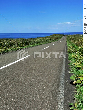 岬へと続く道(北海道網走市・能取岬) 岬へと続く道(北海道網走市・能取岬) 71505103