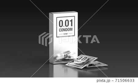 condoms silver and box black background 3d render 71506633