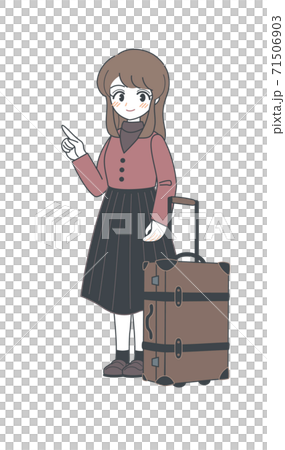 Retro trunk for travel and sister / pointing / vector 71506903