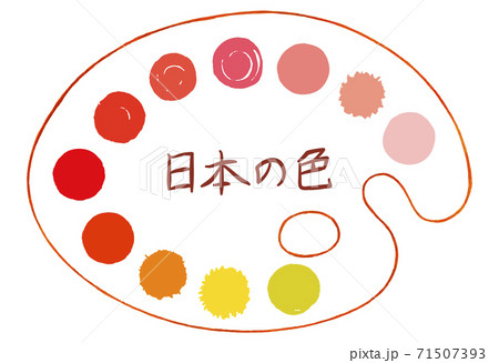 パレットに描かれた赤い色の水玉素材【セット】 71507393