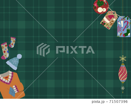 背景素材_クリスマス06_緑チェック 71507396