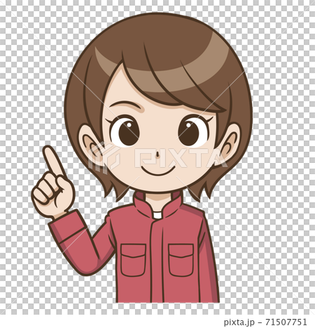 指差しをしている整備士の女性のイラスト素材