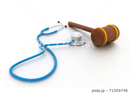 Stethoscope and gavel isolated on white background.. 71509746