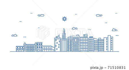 City landscape illustration with a thin line style. Thin line city landscape. Vector illustration. City landscape illustration with a thin line style. Thin line city landscape. Vector illustration. 71510831