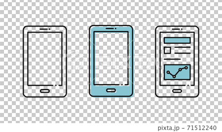 スマホ スマートフォンのアイコンセット アンドロイド 携帯 イラスト シンプル 携帯電話 マークのイラスト素材