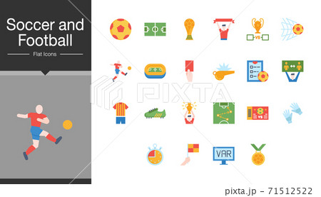 Soccer and football icons. Flat design. Soccer and football icons. Flat design. 71512522