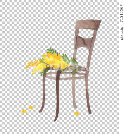 椅子とミモザの花 水彩イラスト 椅子とミモザの花 水彩イラスト 71513567