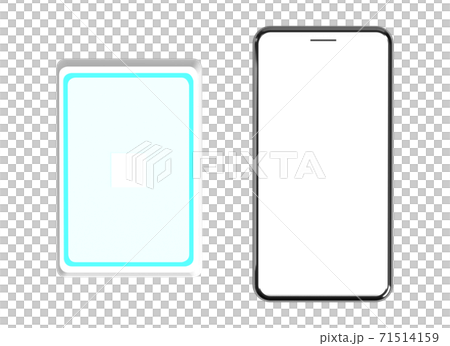 ICカードリーダーと電子決済イメージのスマートフォンセット 71514159