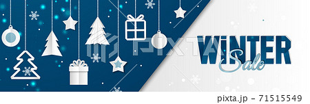 Christmas banner. Background Xmas objects viewed from above. Winter sale Christmas banner. Background Xmas objects viewed from above. Winter sale 71515549