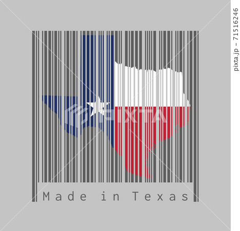 Barcode set the shape to Texas map outline and the color of Texas flag on dark grey barcode Barcode set the shape to Texas map outline and the color of Texas flag on dark grey barcode 71516246