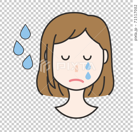 悲しい表情の女性 イラストのイラスト素材