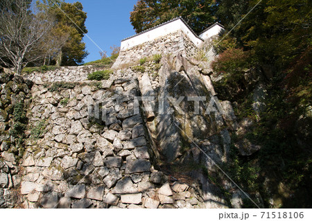 【日本100名城】備中松山城自然石の上に乗る高石垣　岡山県高梁市 71518106