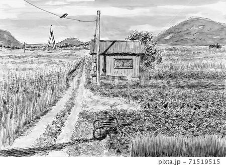 田舎の風景のイラスト素材