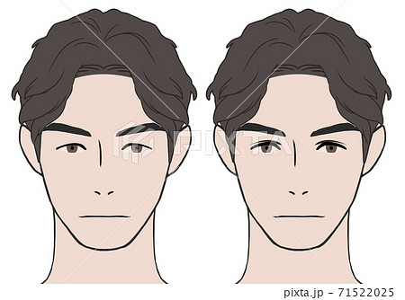 ひとえと二重比較男性のイラスト素材