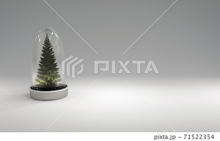 Christmas tree in glass cover on gray background. 3D illustration 71522354
