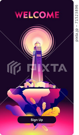 lighthouse soars on a rock in the dark 71523896