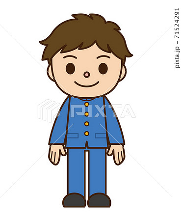 直立 男子学生 学生服のイラスト素材