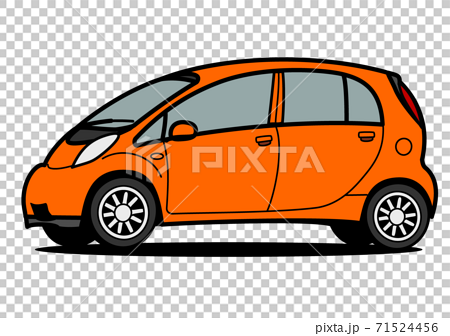 丸っこい軽自動車 オレンジ色 自動車イラストのイラスト素材