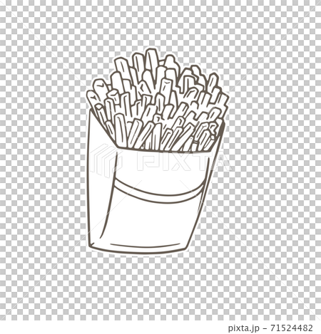 ジャンクフードのイラスト フライドポテト モノクロのイラスト素材 71524482 Pixta