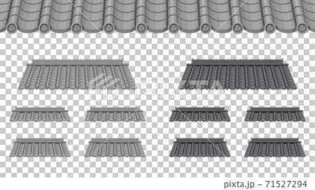 瓦屋根のイラストセット_和風素材 71527294