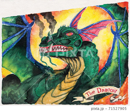 Dragon with smoke coming out of its nostrils Dragon with smoke coming out of its nostrils 71527905