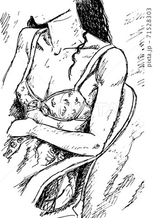 Bust of beautiful young woman sitting on chair Bust of beautiful young woman sitting on chair 71528303