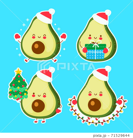 Cute happy funny christmas avocado Cute happy funny christmas avocado 71529644