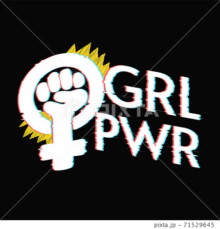Girl Power lettering with glitch effect 71529645