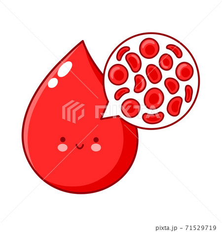 Cute happy funny blood drop and cells Cute happy funny blood drop and cells 71529719