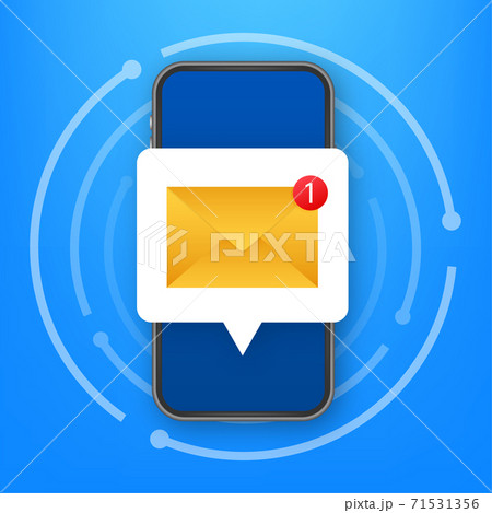 Email notification concept. New email on the smart phone screen. Vector stock illustration. Email notification concept. New email on the smart phone screen. Vector stock illustration. 71531356