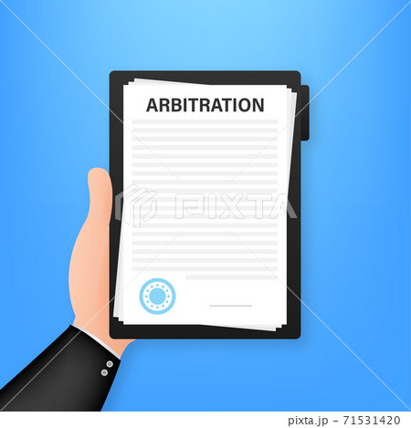 Arbitration agreement. Legal resolution conflict. Vector stock illustration. 71531420