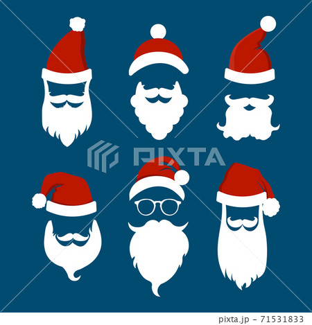 Santa hats, moustache and beards. Christmas elements for your festive design. Vector illustration EPS 71531833