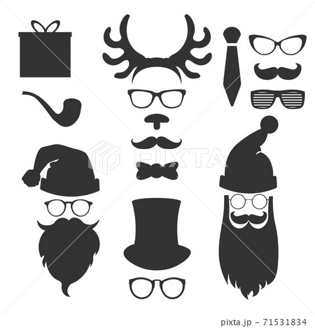 Christmas fashion black silhouette set hipster style. Vector illustration icons EPS 71531834