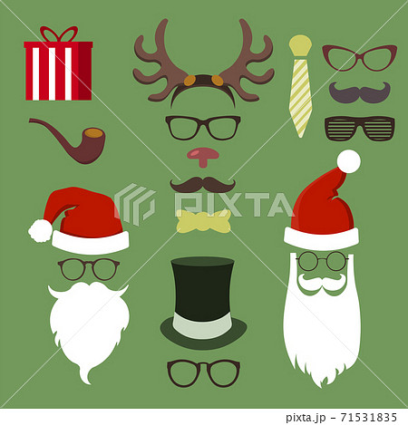 Colorful Hipster Merry Christmas icon set with glasses and vintage elements. EPS10 vector file organized in layers for easy editing. 71531835