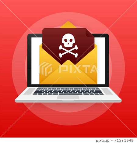 Red email virus. Computer screen. virus, piracy, hacking and security, protection. Vector stock illustration. Red email virus. Computer screen. virus, piracy, hacking and security, protection. Vector stock illustration. 71531949