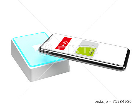 スマートフォンで電子決済するイメージ 71534956